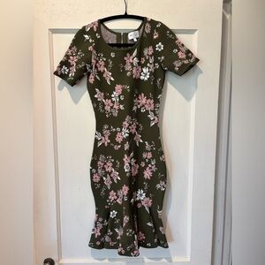 Milly Olive Floral Midi Dress